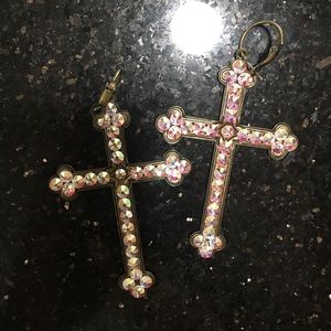 Pink Panache Cross Earrings